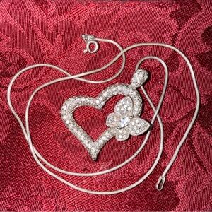 Sterling Silver Heart Pendant Necklace FAS ITALY 925